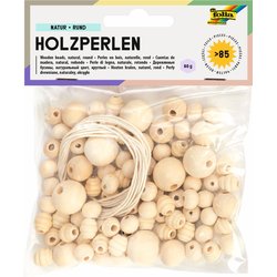 Holzperlen-Mix natur rund 85-teilig