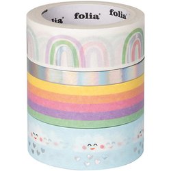 Washi Tape 3Rl 15mmx5m + 1Rl 5mmx5m Hotfoil Rainbow