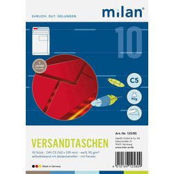 Versandtasche Milan 125/80 C5 HK F weiß 10St 90g