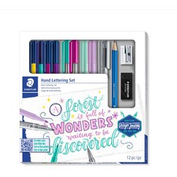 Hand Lettering Set Staedtler 61 323 Kartonetui 12-teilig mit 4 triplus color, 2 triplus fineliner, 2 triplus textsurfer, 1 Metallic pen, 1 Zeichenbleistift, 1 Spitzer, 1 Radierer