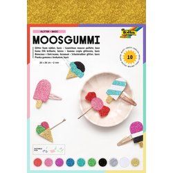 Moosgummi 2mm 20x29cm 10Bg Glitter sortiert