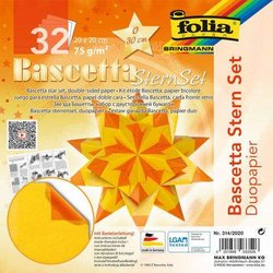 Bascetta Stern Set 30x30cm 30Bl Duo Papier gelb/orange