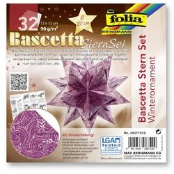 Bascetta Stern Set 15x15cm 32Bl lila/Winterornament silber