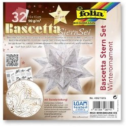 Bascetta Stern Set 15x15cm 32Bl weiß/Winterornament kupfer