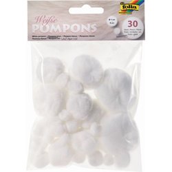 Pompon Weißtöne sortierte Größen 30St