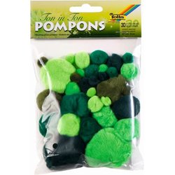 Pompon Grüntöne sortierte Größen 30St