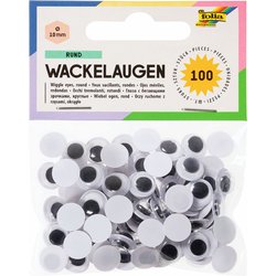 Wackelauge Folia 750010 rund 10mm 100St weiß/schwarz