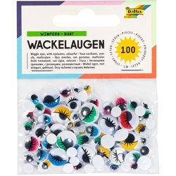Wackelauge mit Wimpern 6 Größen 100St farbig sortiert