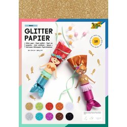 Glitterpapier 170g 24x34cm 10Bl sortiert