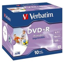 DVD+R Verbatim 43508 4,7GB 16x printable Jewel Case 10St.