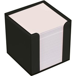 Zettelbox schwarz Kunststoff 9x9x9cm weißes Papier 700Bl