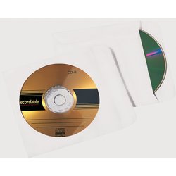 CD/DVD-Papierhüllen Büroring 307800 124x124mm weiß mit Sichtfenster selbstklebend 100St
