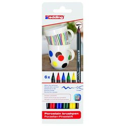 Fasermaler mit Porzellan Pinselstift family color 6er Set sortiert