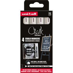 Kreidemarker UNI CHALK 4er Etui 4 x weiß