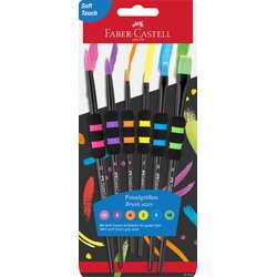 Pinsel schwarz 6er  Nr.2-12 mit Softgriffstück auf Blisterkarte