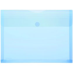 Sichttasche Foldersys 40105-44 PP A4quer mit Klettverschluss + Dehnfalte transluzent blau