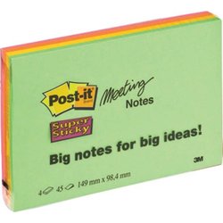 Haftnotiz Post-it 6445-4SS Meeting Notes Neonfarben 149x98,4mm 4x45Bl