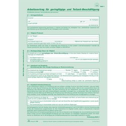 Arbeitsvertrag geringfügig und Teilzeit-Beschäftigte 80g A4 SD 2x2Bl
