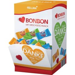 Herz-Bonbon mit Danke-Aufdruck in verschiedenen Sprachen
