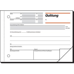 Quittung Sigel QU625 A6q mit MwSt-Nachweis und Blaupapier 2x50Bl