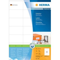 Premium-Etikett Herma 4451 A4 100Bl 70x42mm 2100St weiß