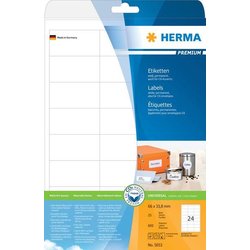 Premium-Etikett Herma 5053 A4 25Bl 66x33,8mm 600St uml. Rand weiß