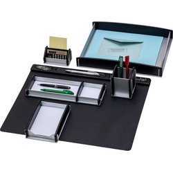 Schreibtisch-Set Buche-Echtholz(schwarz)/Aluminium 6-teilig