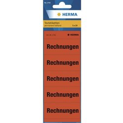 Ordner-Etikett Herma 1742 Rechnungen 20Bl 60x26mm 100St matt-rot