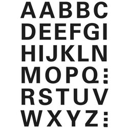 Buchstabenetikett Herma 4163 1Bl 15mm hoch A-Z Folie wetterfest schwarz auf transparent