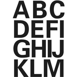 Buchstabenetikett Herma 4167 2Bl 25mm hoch A-Z Folie wetterfest schwarz auf transparent