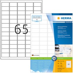 Premium-Etikett Herma 4254 Adresse A4 100Bl 38,1x21,2mm 6500St weiß