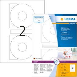 CD-Etikett Herma 4471 A4 100Bl Ø116mm 200St uml. Rand weiß