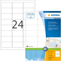 Premium-Etikett Herma 4645 Adresse A4 100Bl 63,5x33,9mm 2400St weiß
