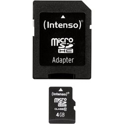 Micro-SDHC-Speicherkarte Intenso 3413450 10MB/s mit SD-Adapter 4GB