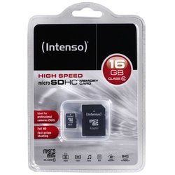 Micro-SDHC-Speicherkarte Intenso 3413470 10MB/s mit SD-Adapter 16GB
