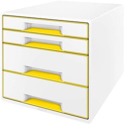 Schubladenbox Leitz 52132016 WOW CUBE 4 Schubladen weiß/gelb