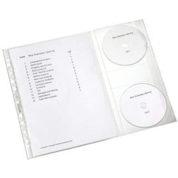 Prospekthülle mit 2 CD-Tasche  A4 transparent 120my