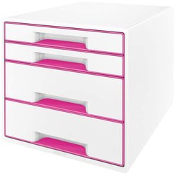 Schubladenbox Leitz 52132023 WOW CUBE 4 Schubladen weiß/pink