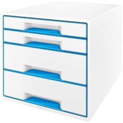 Schubladenbox Leitz 52132036 WOW CUBE 4 Schubladen weiß/blau