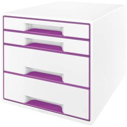 Schubladenbox Leitz 52132062 WOW CUBE 4 Schubladen weiß/violett
