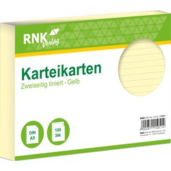 Karteikarten Karton A5 liniert 205g/m² 100St gelb