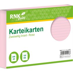 Karteikarten Karton A5 liniert 205g/m² 100St rosa