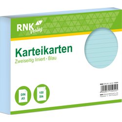 Karteikarten Karton A5 liniert 205g/m² 100St blau