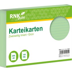 Karteikarten Karton A5 liniert 205g/m² 100St grün