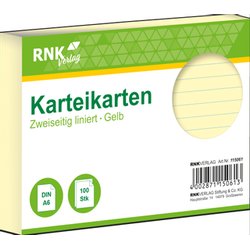 Karteikarten Karton A6 liniert 205g/m² 100St gelb