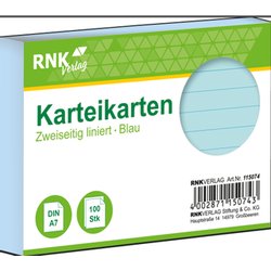 Karteikarten Karton A7 liniert 205g/m² 100St blau