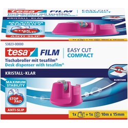 Tischabroller blau Easy Cut inkl. 1 Rolle kristallklar