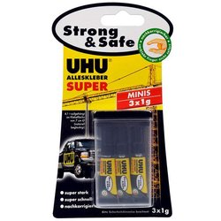 Alleskleber Uhu 44305 Super Strong&Safe mini 3x1g in Aufbewahrungsbox