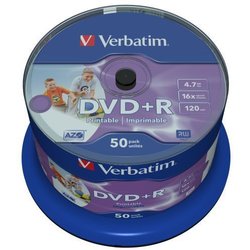 DVD+R-Rohling Verbatim 43512 4,7GB 120Min. 16-fach 50er-Spindel bedruckbar