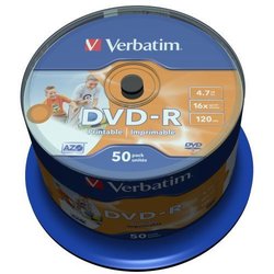 DVD-R-Rohling Verbatim 43533 4,7GB 120Min. 16-fach 50er-Spindel bedruckbar